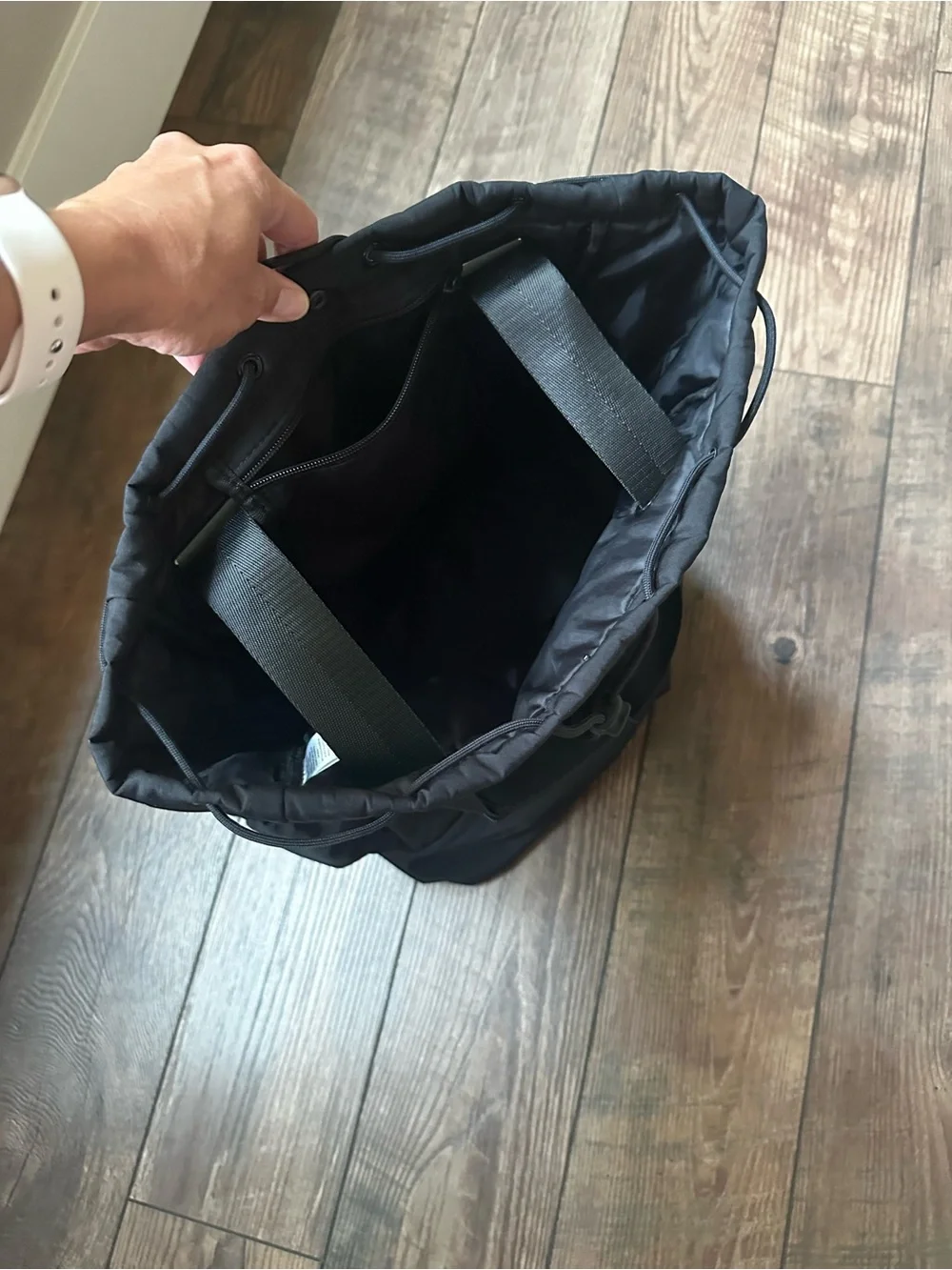 Beyond Yoga Black Drawstring Tote Backpack